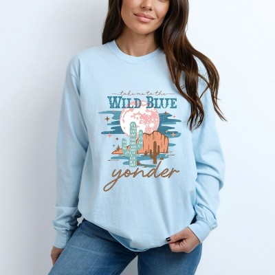 Simply Sage Market Wild Blue Yonder Garment Dyed Long Sleeve - S - Chambray