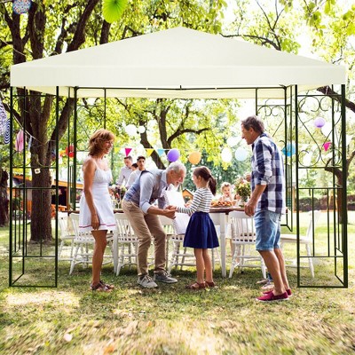 Beige 10'x10' Steel Frame Patio Gazebo Canopy Tent