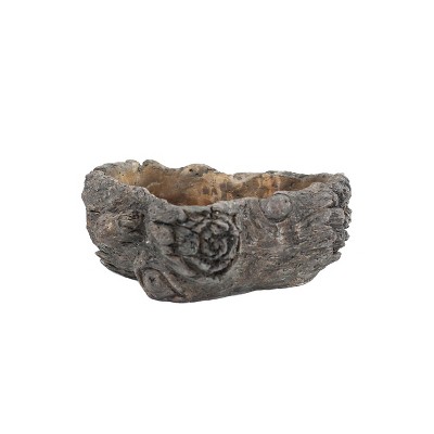 Slickblue Burled Wood Brown Motif Cement Planter - Decorative Planters in Small and Large Sizes