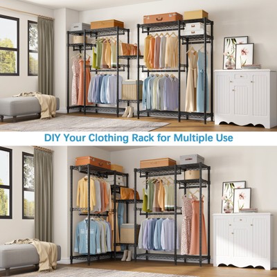 Black Heavy Duty Metal Freestanding Wardrobe Closet Rack