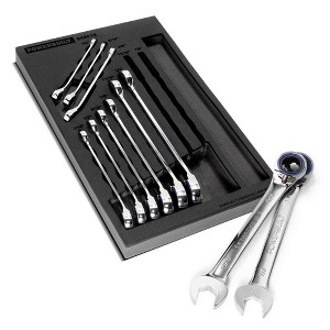 Powerbuilt 11 Piece Pro Tech SAE Reversible Ratcheting Combination Wrench Set - 1 of 3
