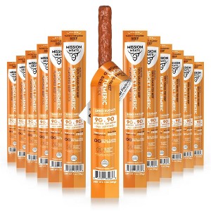 Mission Meats Beef Sticks, 100% Grass Fed & Pasture Raised, Zero Sugar, Gluten Free, Healthy Snacks, Whole 30, Paleo, Smoky Turmeric 1oz - 1 of 4