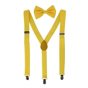 CTM Men's Solid Fashion Color Bow Tie and Suspender Set - 1 of 4