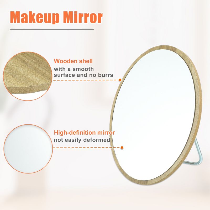 Unique Bargains Natural Wooden Foldable Makeup Mirror Beige 1 Pc, 5 of 7