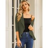 Womens Casual Blazer 3/4 Sleeve Open Front Ruffle Work Office Cardigan Suit Jacket - 3 of 4
