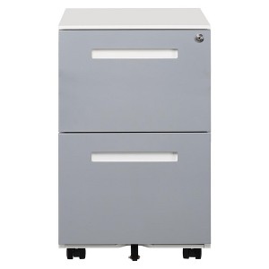 INFURNIC Decorative Storage Cabinet 2 Drawer Mobile Locking File Cabinet with Wheels for Office Use, Gray, 20.47"*17.71"*25.6" - 1 of 4