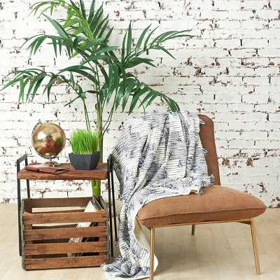 Griffin Indigo and White Cotton Woven Throw Blanket