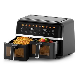 WHALL Dual Basket Digital Air Fryer Oven with View Windows, 2 Independent 5 Qt Baskets, 1800W, New - 1 of 4