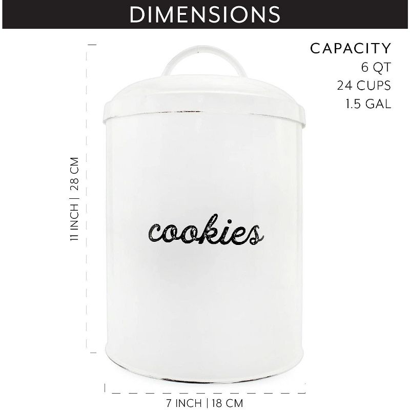 AuldHome Design Enamelware Cookie Jar; Modern Farmhouse Treats Canister, 3 of 9