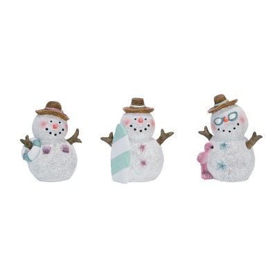 Transpac Resin 6 in. White Christmas Shell Sandman Figurine Set of 3