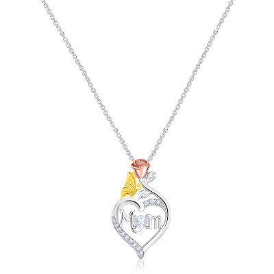 Molenia 925 Sterling Silver Birthstone Necklace for Mom Women Pendant Mama Necklaces Jewelry Christmas Birthday Unique Gifts for Her