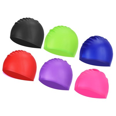 Unique Bargains Silicone High Strech Adult Training Racing Swim Caps 6 Pcs