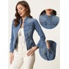 INSPIRE CHIC Women's Button Front Stand Collar Long Sleeve Jean Jackets with Pockets - 2 of 4