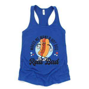 Simply Sage Market Me Wants A Hot Dog Real Bad Cartoon Racerback Tank - 1 of 4