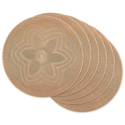 Champagne Pvc Woven Round Placemat Set