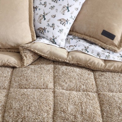 Full Reversible Brown Microfiber Comforter and Sham Set