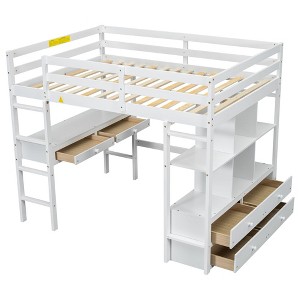 NicBex Twin/Full Loft Bed with Built-in Desk,Drawers and Shelves for Kids Teens Adults - 1 of 4