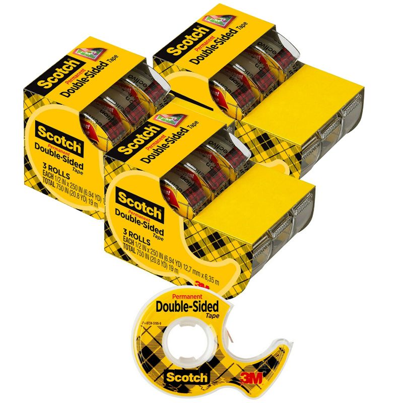 Scotch® Double Sided Tape - 3 Rolls Per Pack, 3 Packs, 1 of 3