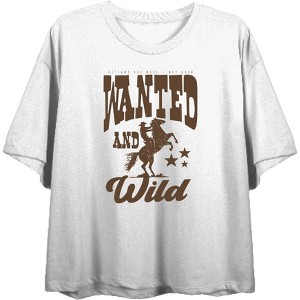 Cowboy "Wanted And Wild" Women's Crew Neck Short Sleeve Top - 1 of 3