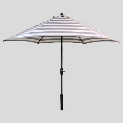 9' Round Cabana Stripe Patio Umbrella DuraSeason Fabric™ Black - Black Pole - Threshold™