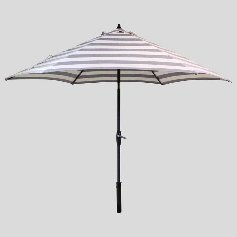 9 Round Cabana Stripe Patio Umbrella Black Pole Threshold Target