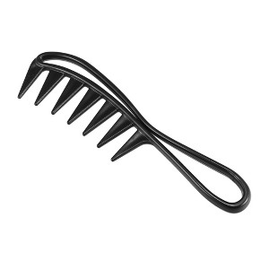 Unique Bargains Afro Wide Tooth Comb Large Hair Fork Comb Hairdressing Styling Tool for Curly Hair for Men Women Plastic Black - 1 of 4