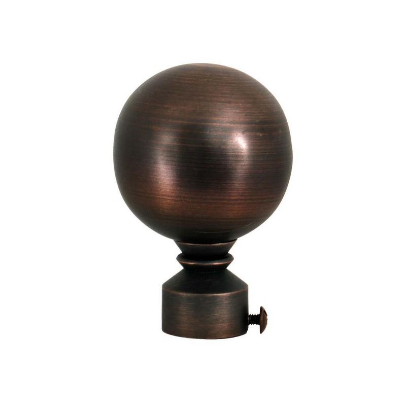 LX01 Ball Finial Adjustable Steel Rod Set 1" Diameter Antique Bronze/Brown by Versailles, 3 of 5