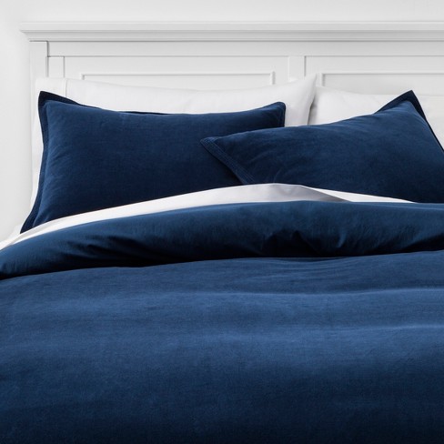 King Solid Velvet Duvet Cover Set Navy Threshold Target