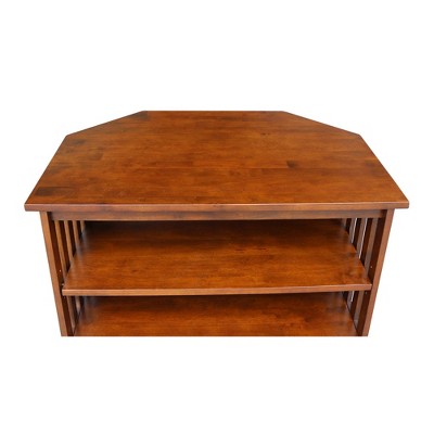 Mission Brown Wood Corner TV Stand with Drawer