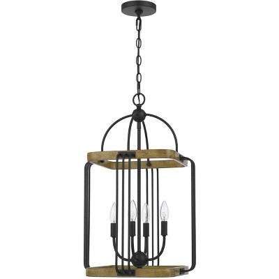 Cal Lighting Ripon metal chandelier with wood finish