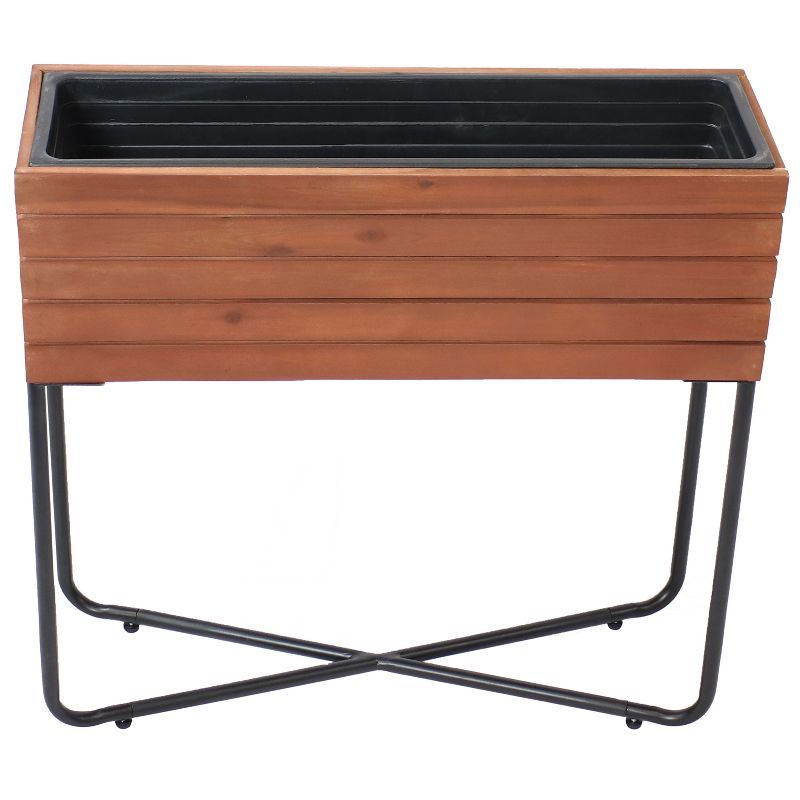 Sunnydaze Acacia Wood Slatted Planter Box with Oil-Stained Finish - 23.5" H, 5 of 7
