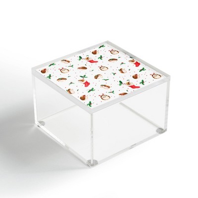 Ninola Design Hedgehog Yuletide 4" x 4" Acrylic Box - Deny Designs