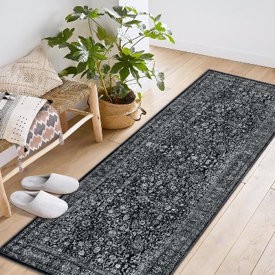 Area Rugs for Living Room Bedroom, Large Washable Rug, Vintage Floral Boho Non Slip & Low Pile Carpet Indoor Dining Room and Kids Room