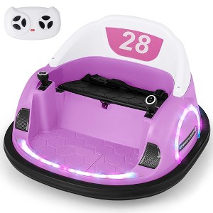 Costway 12V Electric 360° Spin Car Toy Ride on Bumper Car for Toddlers with Remote Control Light Blue/Pink/Red/Purple - 1 of 4