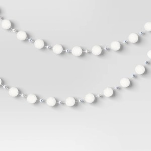 6' Christmas Pom Pom and Bead Garland White - Wondershop™ - 1 of 3