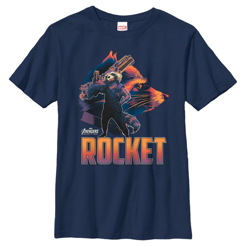 Boy's Marvel Avengers: Infinity War Rocket Raccoon Portrait T-Shirt, 1 of 5