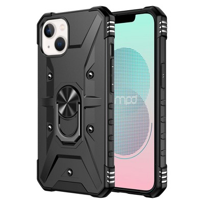 AMPD Dual Layer Robot Combo Drop Protection Case With Ring For Apple Iphone 13 Black