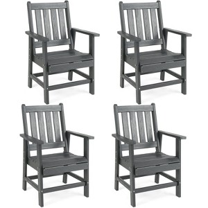 Tangkula Patio Dining Chairs Set of 4 w/Wide Armrests Curved Seat Wood Grain for Backyard - 1 of 4