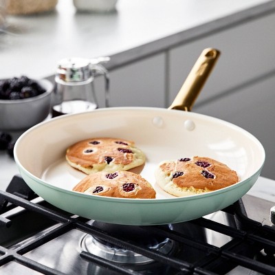 Mint Green Aluminum Nonstick 10-Piece Cookware Set with Gold Handles