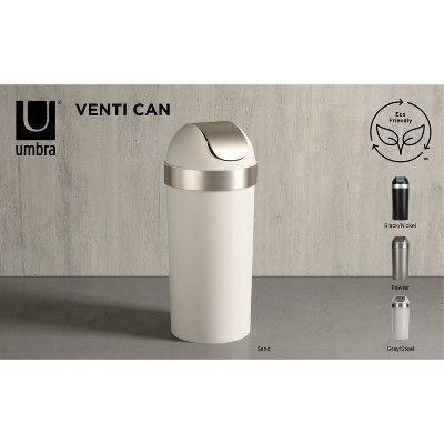 Pewter 16-Gallon Swing Top Kitchen Trash Can