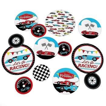 Big Dot of Happiness Let's Go Racing - Racecar - Baby Shower or Race Car Birthday Party Giant Circle Confetti - Party Décor - Large Confetti 27 Count