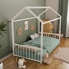 Twin/Full Size Montessori Metal Floor Bed Frame, House Shaped Platform Bed with Vertical Safety Guardrails for Kids/Toddlers - ModernLuxe - 4 of 4