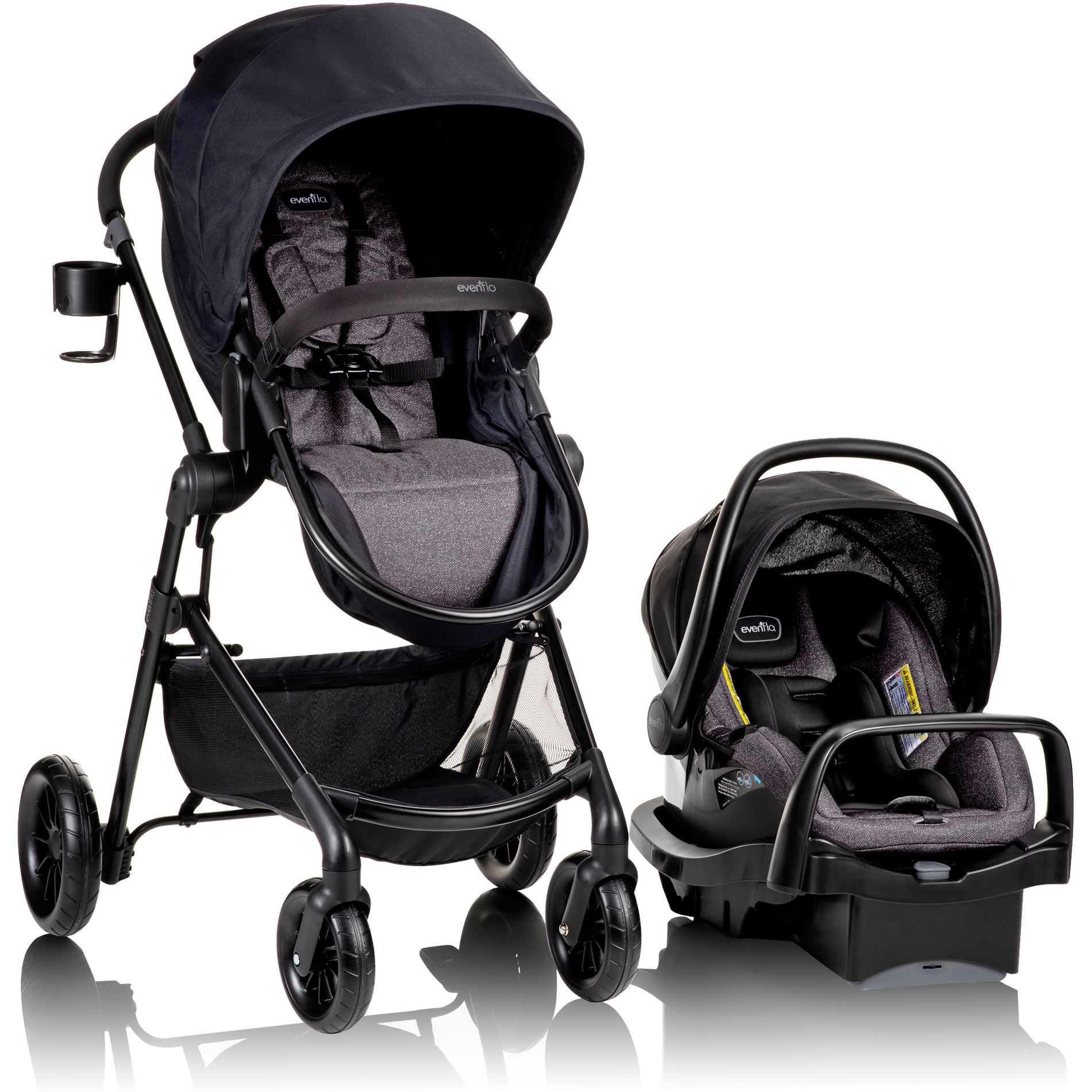 Evenflo Pivot Modular Travel System with LiteMax Infant Car Seat with Anti-Rebound Bar - Casual Gray