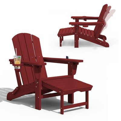 Hyleory 3-Level Adjustable Patio Accent Chair with Retractable Ottoman, Cup & Phone Holders