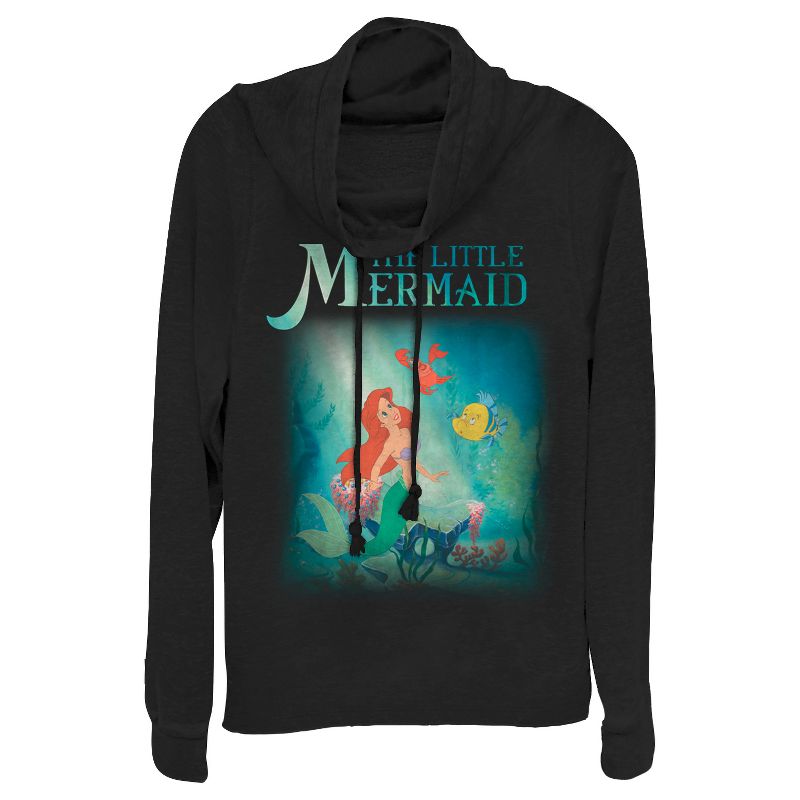 Juniors Womens The Little Mermaid Ariel and Friends Cowl Neck Sweatshirt, 1 of 5