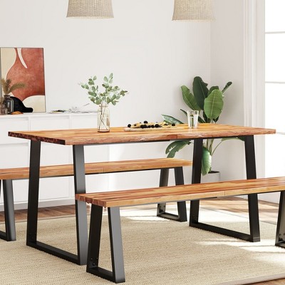 vidaXL Dining Table with Live Edge 63 in.x31.5 in.x29.5 in. Solid Wood Acacia