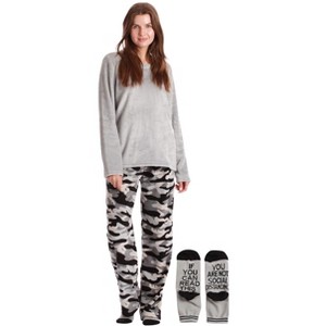 Just Love Womens Plush Pajama Pant Set with Matching Socks  Fun, Cozy Sleepwear with Sayings - 1 of 4