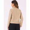 INSPIRE CHIC Women's Collarless Zipper Pockets Casual Open Front Cropped Jacket - 3 of 4