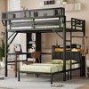KWPZQEB Full Size Loft Bed with Stairs, Heavy Duty Metal Loft Bed Frame with Desk & Bookshelves, LED & Charge Station, No Box Spring Needed - 3 of 4