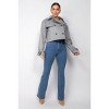 Slickblue Women's Cropped Trench Coat with Buckled Cuffs, Double Breasted Notch Collar, Black-White/Camel, Size S-L - 3 of 4